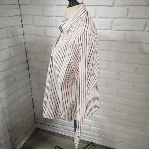 Tabi Wrinkle Resistant Stretch Ladies Size XL Red Grey White Striped Shirt - Picture 6 of 10